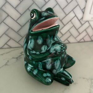 Vtg Arnels Green Painted Ceramic Frog Garden Decor